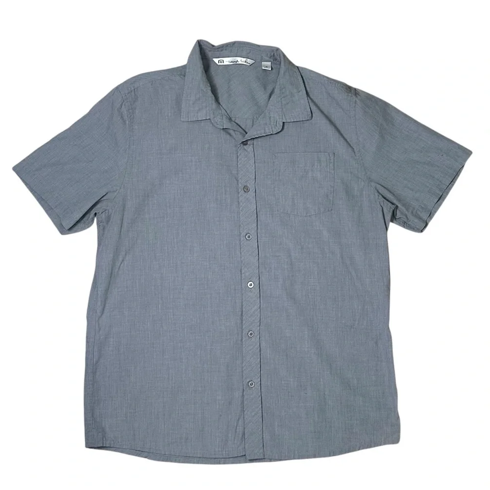 Travis Mathew Men’s XL Cotton Blend Gray Short Sleeve Button Shirt